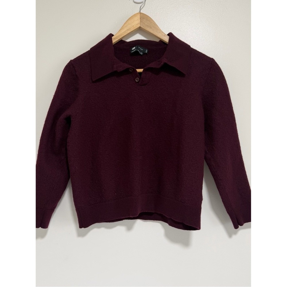 Le 31 Simons Merino Wool Polo Sweater Burgundy Mens XXL Pullover